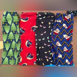 Set of 4 kids L/xl lularoe leggings Christmas Halloween themed